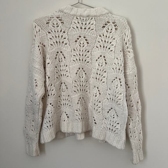 Aerie Very Soft Knit Sweater Crochet Design in Cream Size XS - Picture 2 of 12